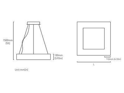 S100 Serie LED Hängelampe, eckig
